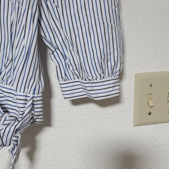 Madewell Blue Stripe Wrap Blouse - Women's - Picture 8 of 10